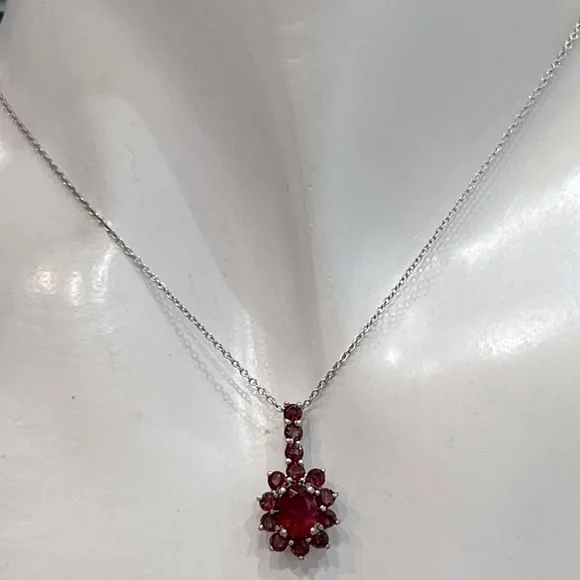 Niassa Ruby Orissa Rhodolite Garnet Sterling Silver Pendant Necklace - Picture 2 of 12